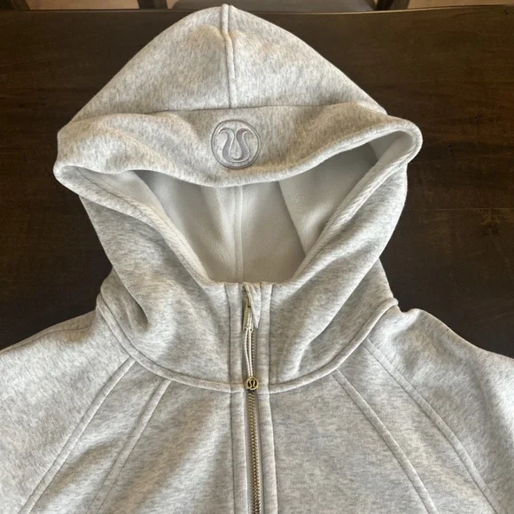 Lululemon Scuba Oversized Half-Zip Hoodie Plush Velour Heathered Grey / Gold M/L - Picture 3 of 7